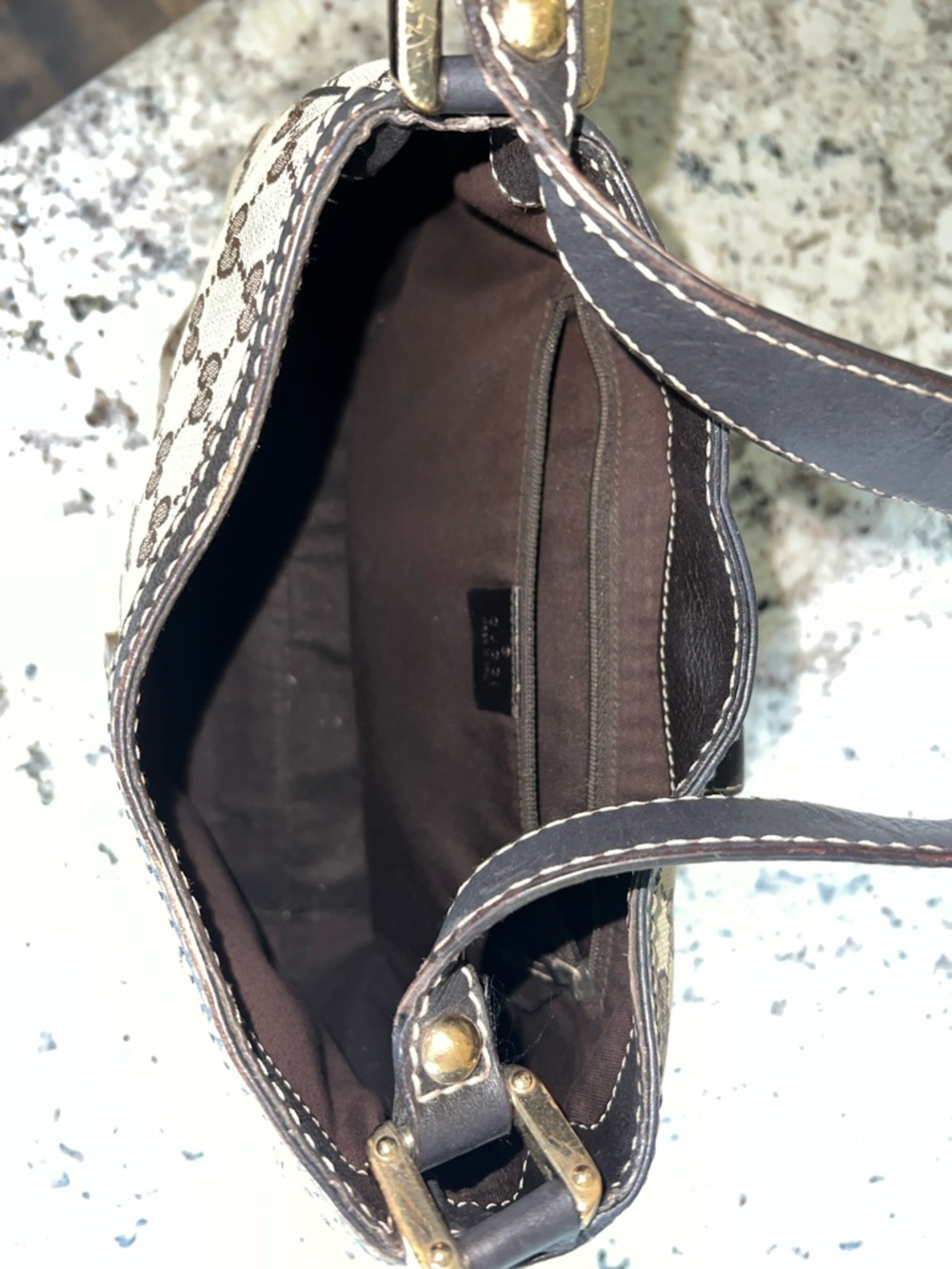 Gucci Brown GG Canvas Shoulder Bag with Green and Red Web - Picture 7 of 10